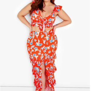 Split Front Maxi Skirt Set